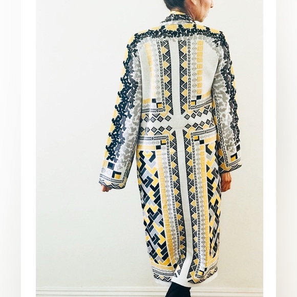 EUC- Vertigo Geometric/Art Deco Pattern Duster Sweater - Picture 3 of 6